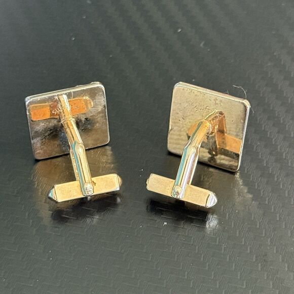 Vintage Gold & Black Swank Cufflinks - Picture 3 of 5
